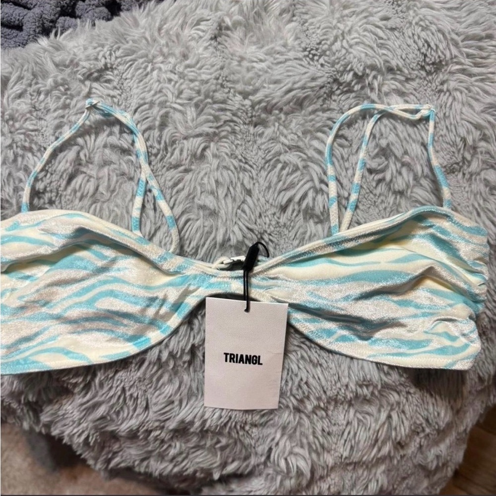 Triangl Light Blue White Zebra Print Bikini Set with Matching Pouch - Picture 2 of 3
